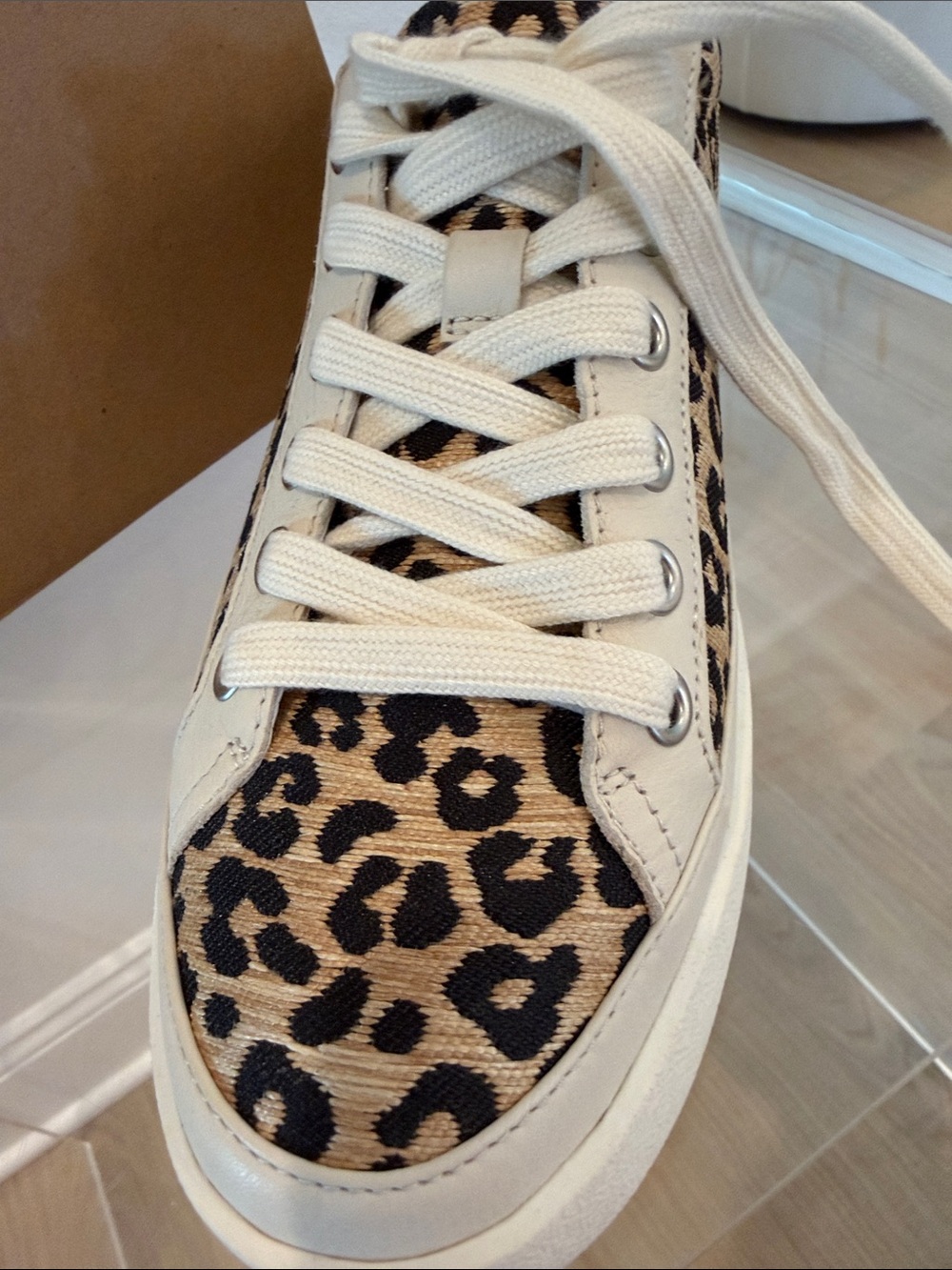 Vionic Leopard Print Lace-Up Sneaker in Tan and Black - Picture 3 of 7
